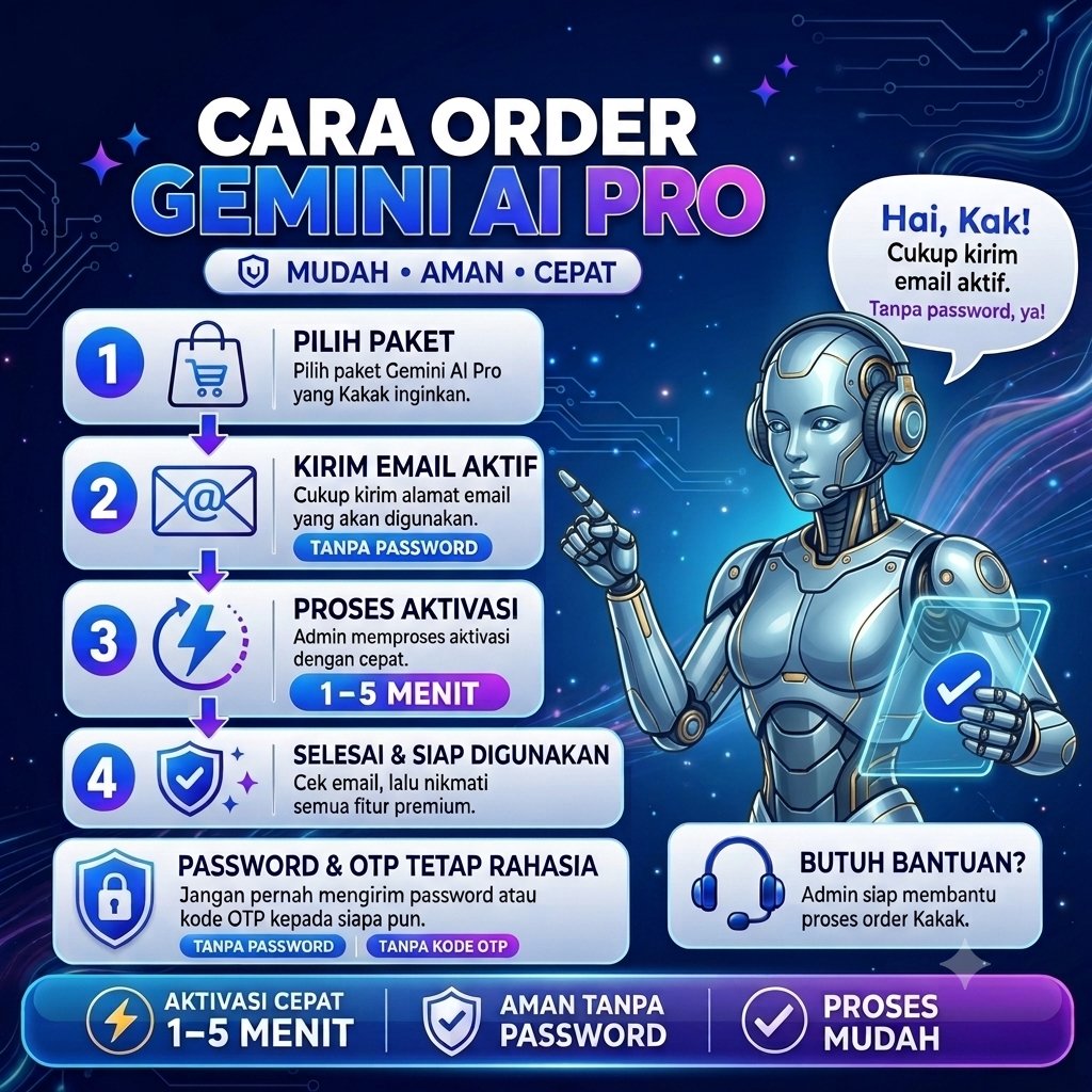 1 TAHUN GEMINI PRO AI GOOGLE ONE GOOGLE DRIVE 5TB VEO BANANA AKUN PRIVATE