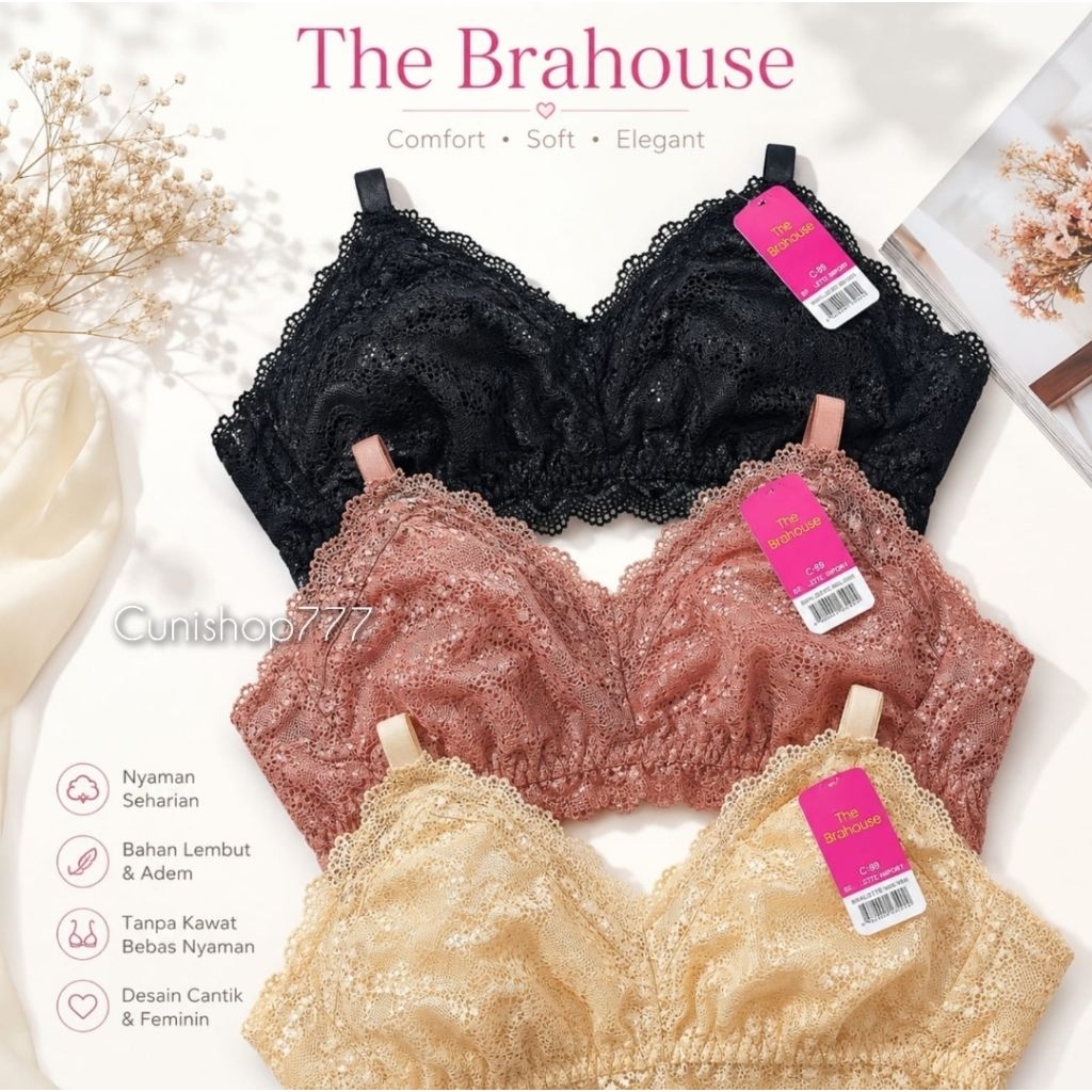 BRAHOUSE FULL CUP TANPA KAWAT TANPA BUSA 34C 36C 38C BRA BH WIRELESS NO PAD B01 1690 BRA HOUSE