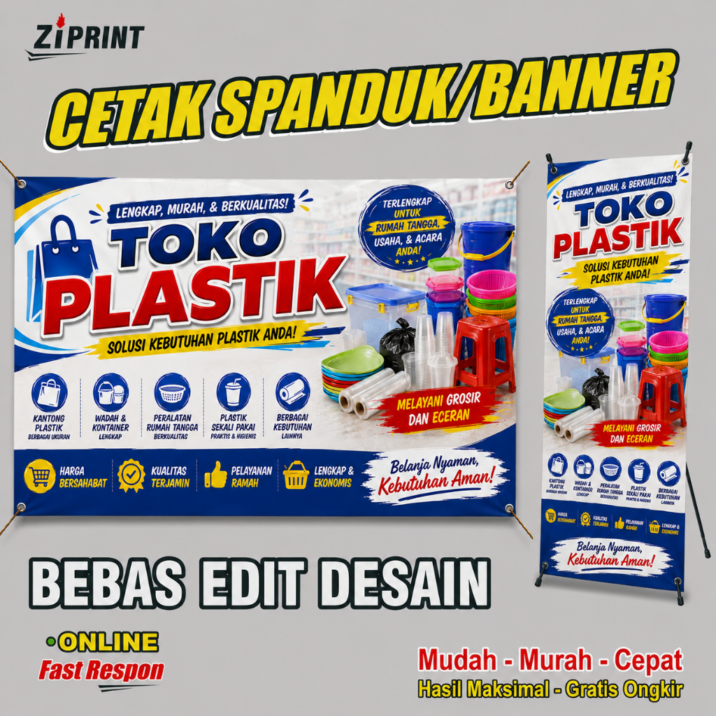 spanduk banner Toko Plastik custom cetak banner spanduk baliho satuan grosir