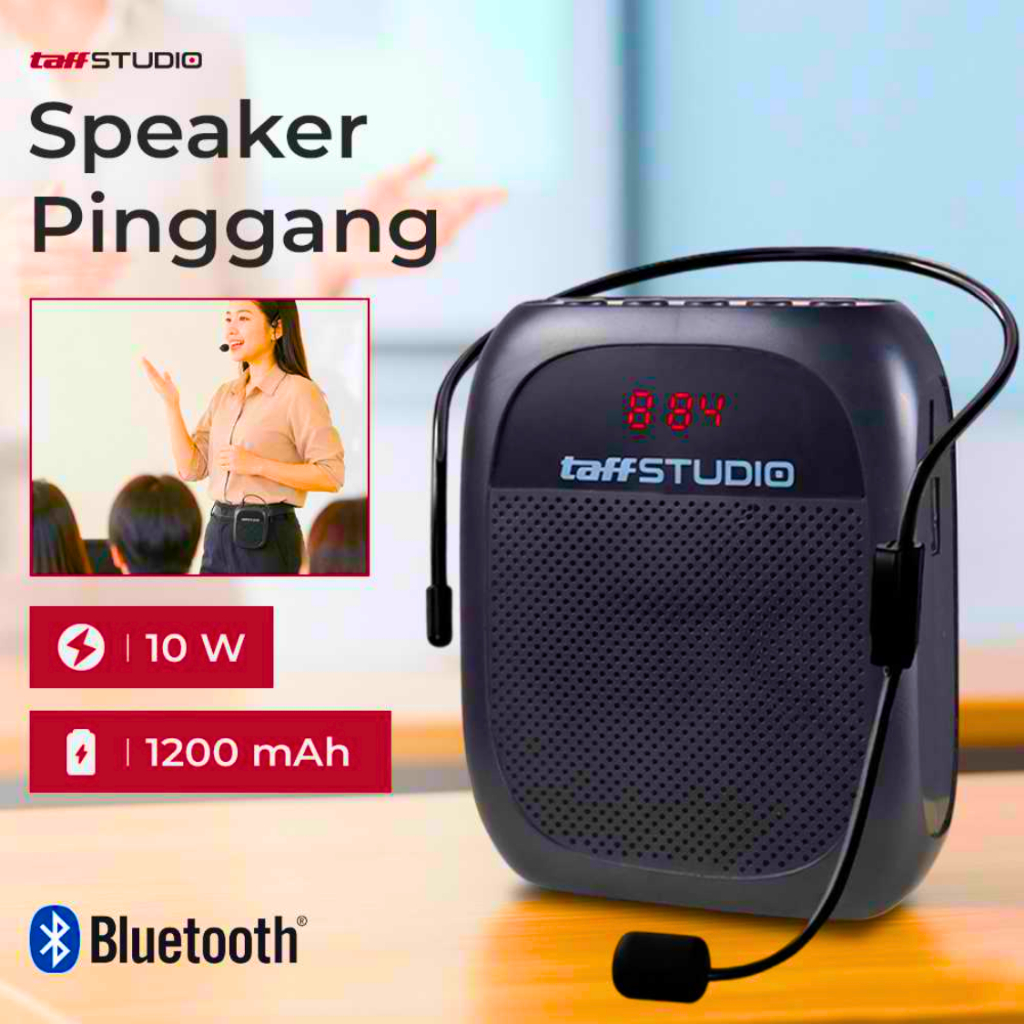 TaffSTUDIO Speaker Pinggang Bluetooth Pengeras Suara Mini Untuk Mengajar Presentasi lcd