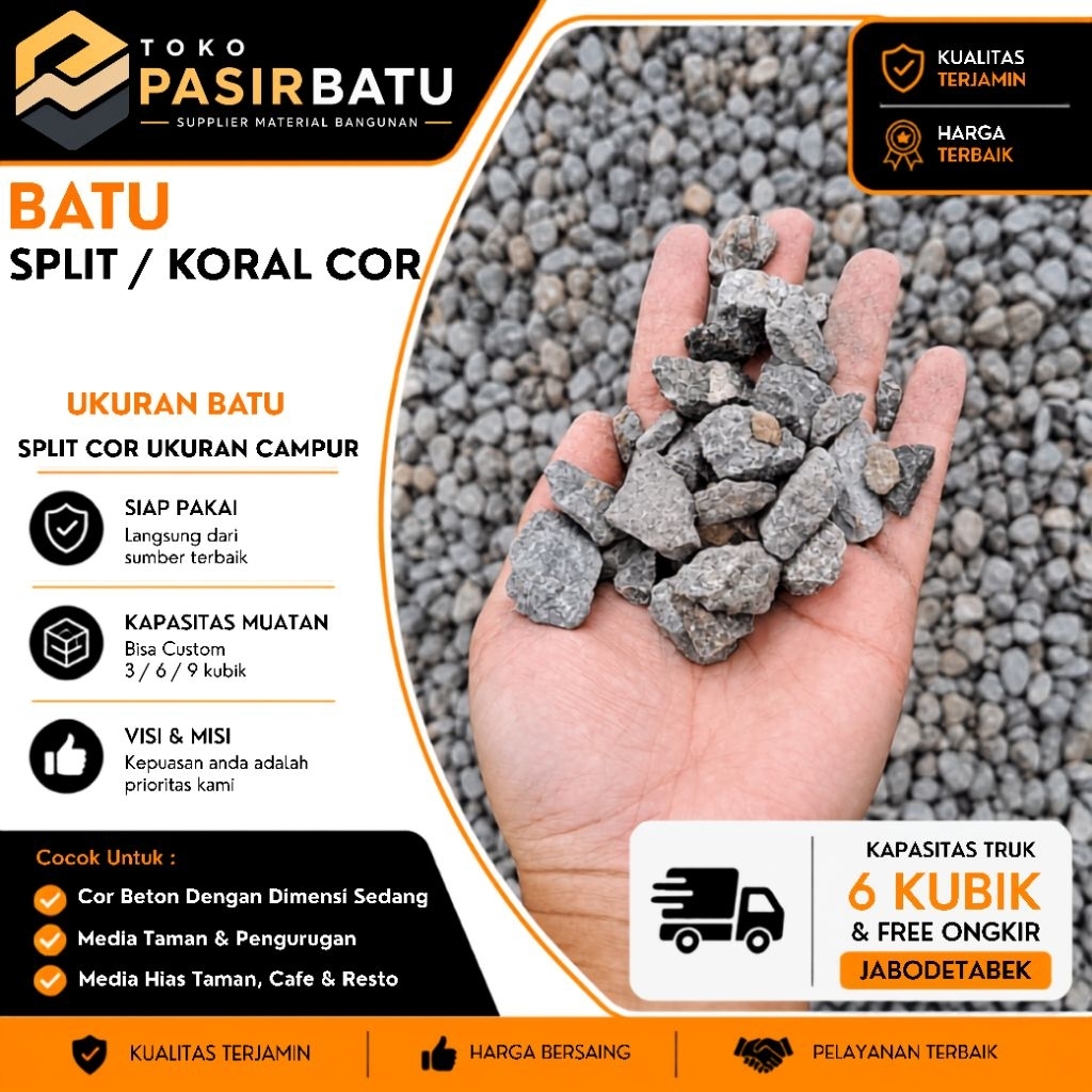 batu split / koral cor ukuran campur