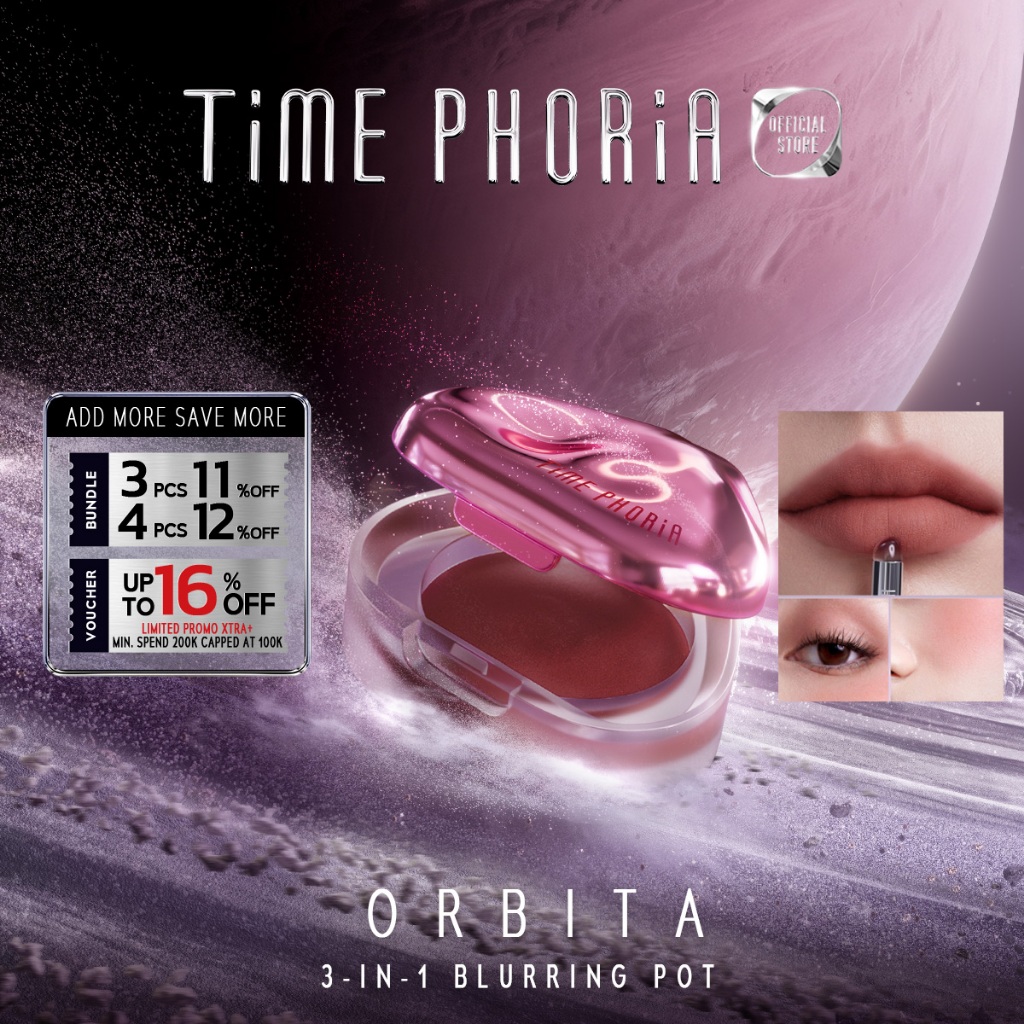 TIME PHORIA - Orbita Lip And Cheek Blurring Pot 3 in 1 Blurring Pot Blush On Eyeshadow 3 in 1 Liptin
