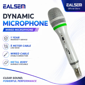 Ealsem ES 8600 Dynamic Vocal Microphone Profesional Mic Kabel untuk Karaoke Bernyanyi Meeting dan MC
