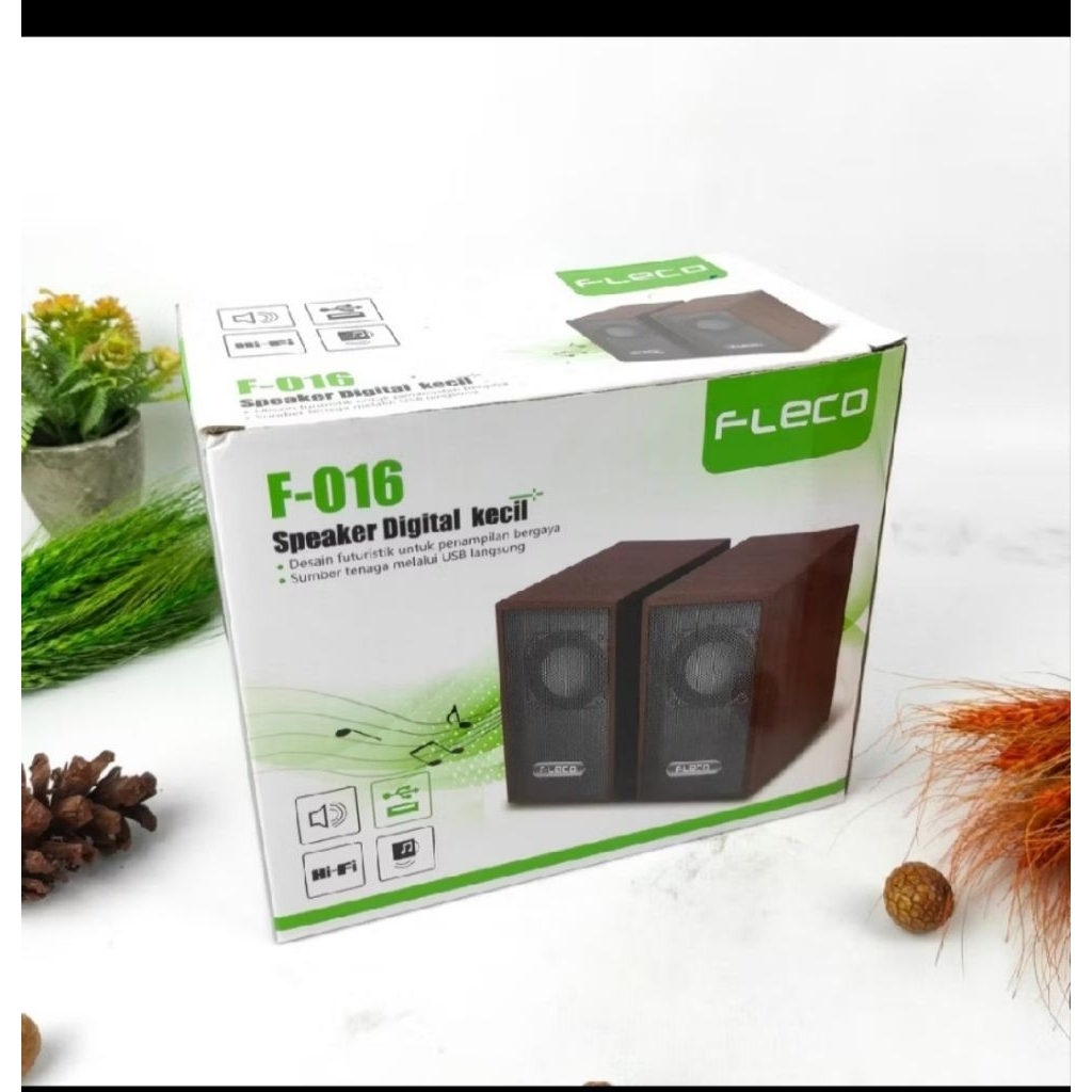 Speaker Kayu Komputer Mini Sound Speaker Komputer Fleco F-016
