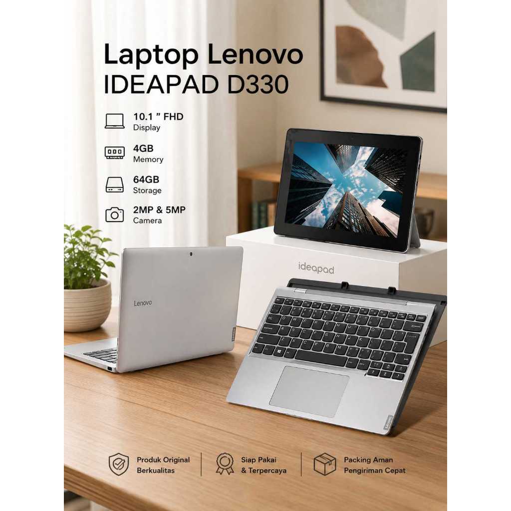 Laptop Lenovo IdeaPad D330 Second Like New 10.1 FHD Display 4GB Memory 64GB Storage Kamera 2MP 5MP