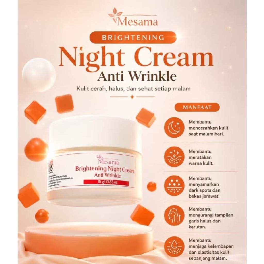 [BPOM] MESAMA/HAJIME BRIGHTENING NIGHT CREAM ANTI WRINKLE 15ML #PELEMBAB #SKINCARE #WAJAH3