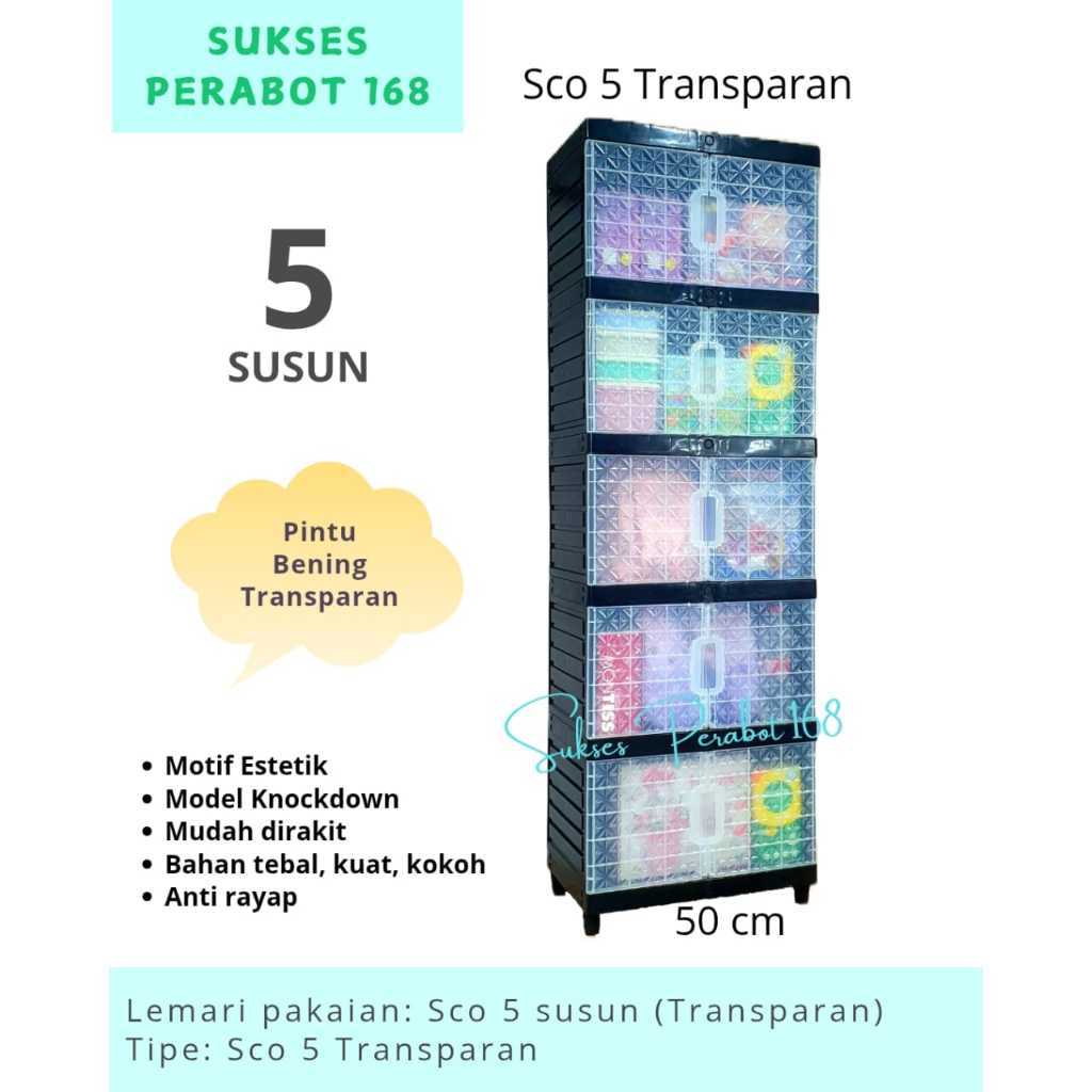 Lemari Pakaian Transparant Pintu Bening Lemari Cabinet Susun 3 - Lemari Plastik Mini Minimalis