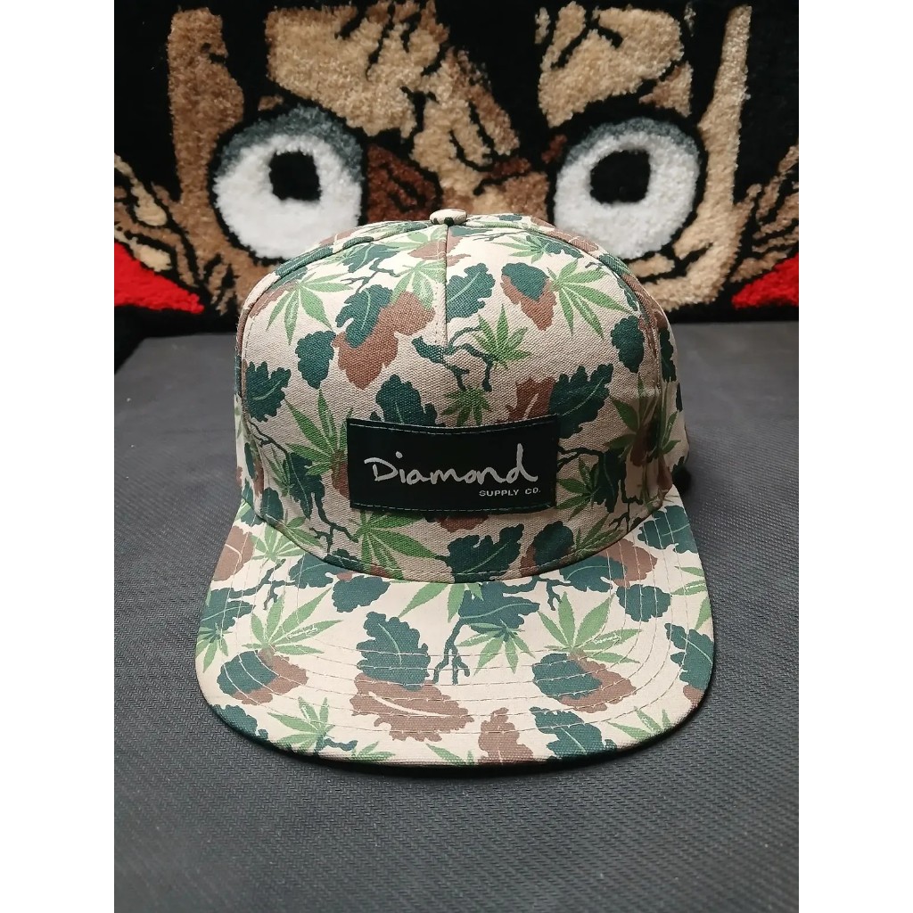 Topi Snapback Diamond Supply Co. Motif Daun Kanvas Unisex Casual