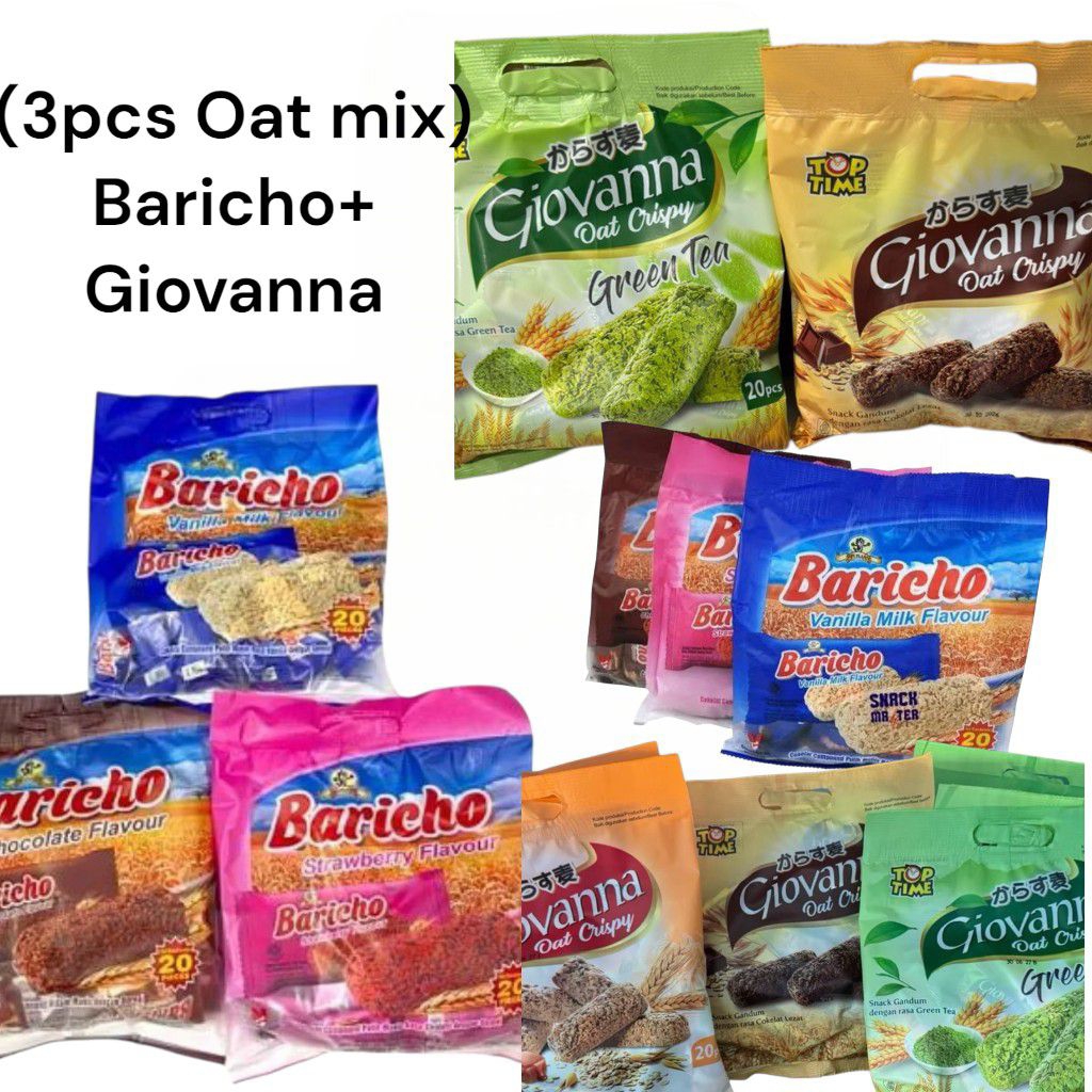 PAKET 3PCS OAT MIX  Baricho+Giovanna oat Crispy - Jajan lebaran - Snack lebaran - crispy oat