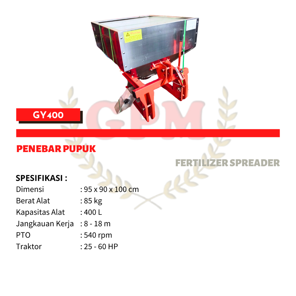 GALAXY FERTILIZER SPREADER | Penebar Pupuk GY400 Fertilizer Spreader 400 L untuk Traktor 25-60 HP Pe