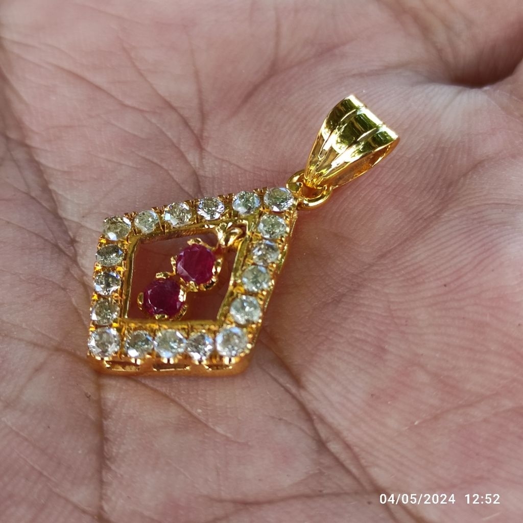 Liontin buah kalung emas ruby berlian asli