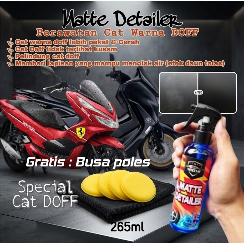 Pengkilap Body Motor Doff/perawatan cat doff/matte detailer/hydrophobic/pelindung cat/pelapis/poles 