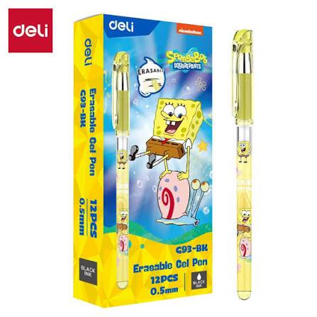 DELI PENA ERASABLE G93-BK HITAM SPONGEBOB