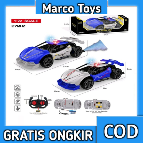 Mainan Anak Mobil RC City Police F1 Remote Control Polisi Mobil RC Polisi Asap