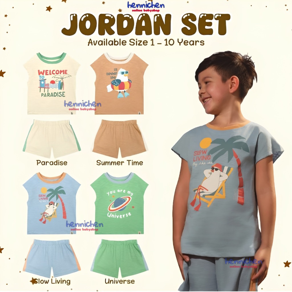 Bohopanna 1-10 Tahun Jordan Set / Setelan Kutung Pantai Summer Motif Unisex
