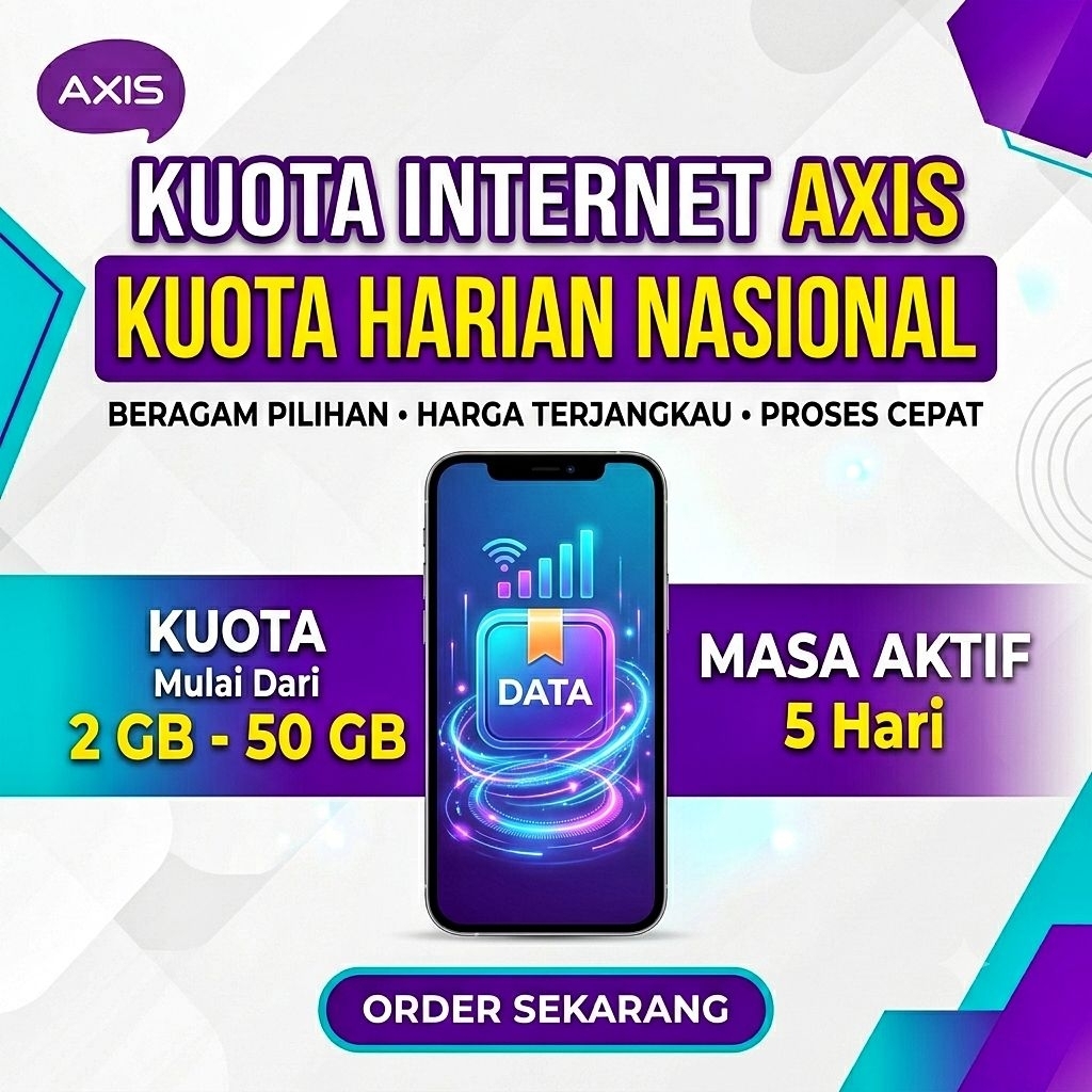 Paket Data AXIS Harian Masa Aktif 5 Hari 2GB 3GB 5GB 10GB 15GB 20GB 50GB Kuota Internet Axis Harian 