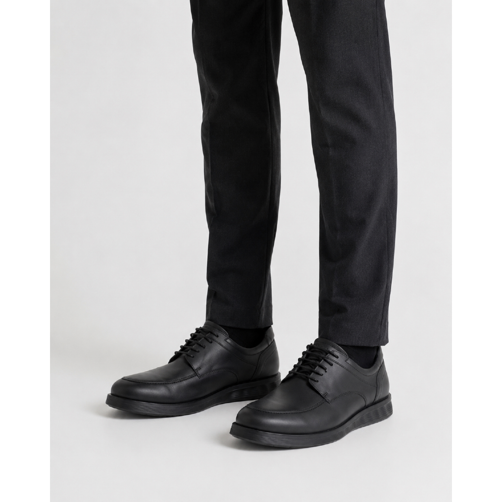 Sepatu Ecco S Lite Hybrid Plain Toe Tie Shoes Black Original