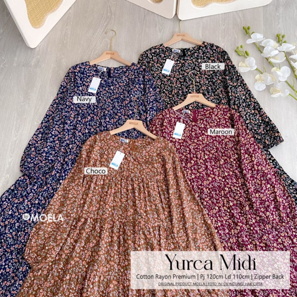 Yurca Midi Dress Gamis Jumbo Busui Premium Catton Rayon Original Ori Moela Berlabel