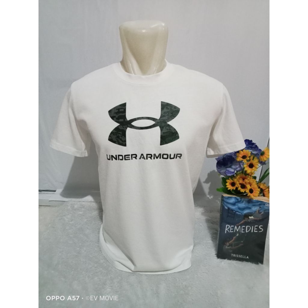kaos oblong putih UA logo besar