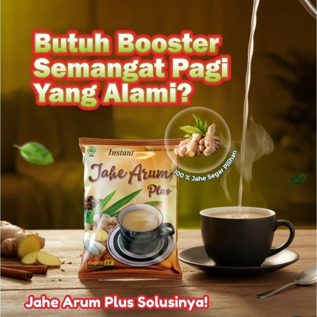 Jahe Instan Gujati Jahe Arum - 10 Sachet, Rasa Nikmat, Menghangatkan Tubuh, Meredakan Mual