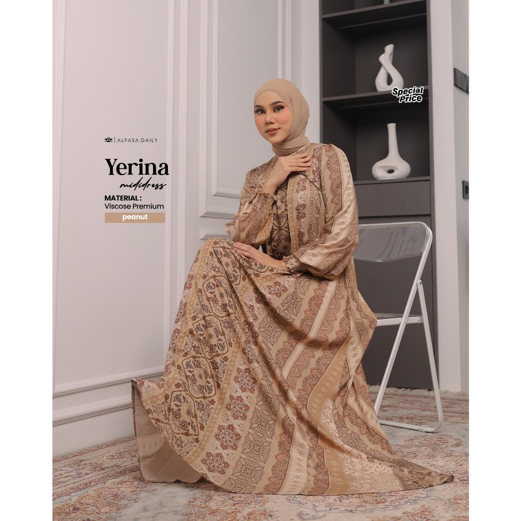 GAMIS RAYON DAILY YERINA MIDI DRESS MOTIF - Alfasa Daily