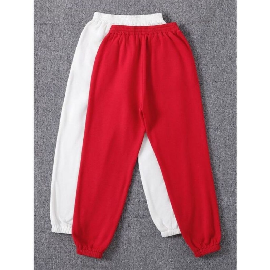 MERAH PUTIH - CELANA WANITA  / JOGGER SWEATPANTS / CELANA JOGGER PRIA DAN WANITA / JOGER JUMBO MURAH
