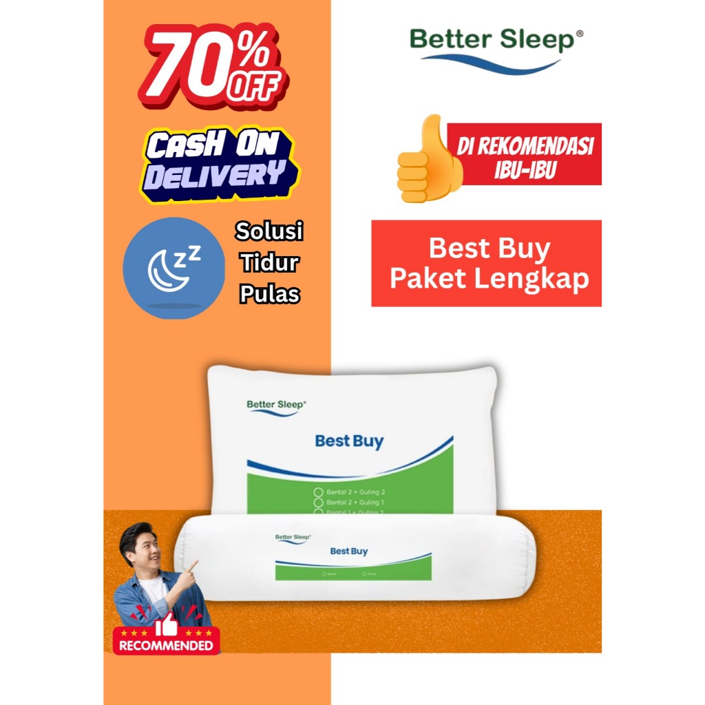 Better Sleep 1 Set Bantal dan Guling Tidur dacron premium