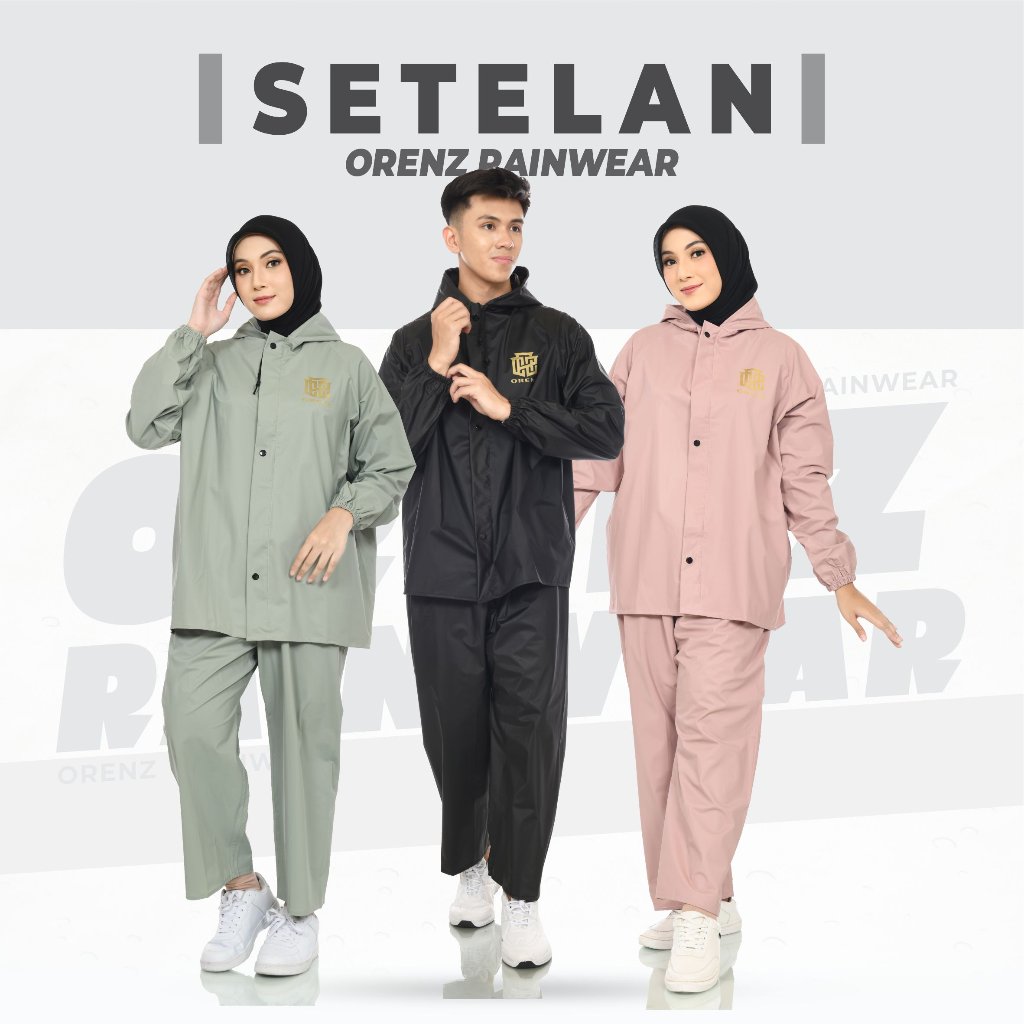 RAINCOAT JAS HUJAN ORENZ SETELAN PRIA WANITA BAHAN PVC TEBAL LENTUR ANTI REMBES
