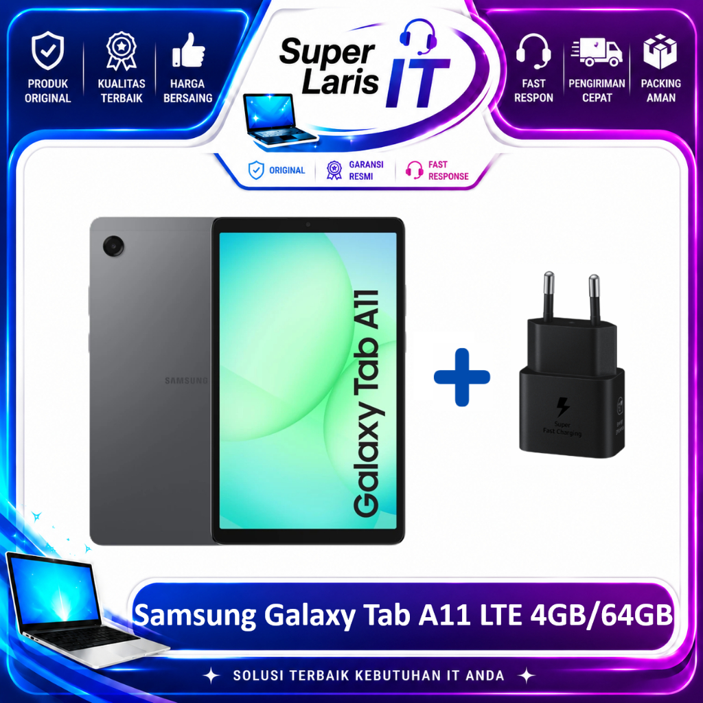 Samsung Galaxy Tab A11 LTE 4GB/64GB 8.7 inch Original Garansi Resmi | Tablet Android 4G LTE Support 