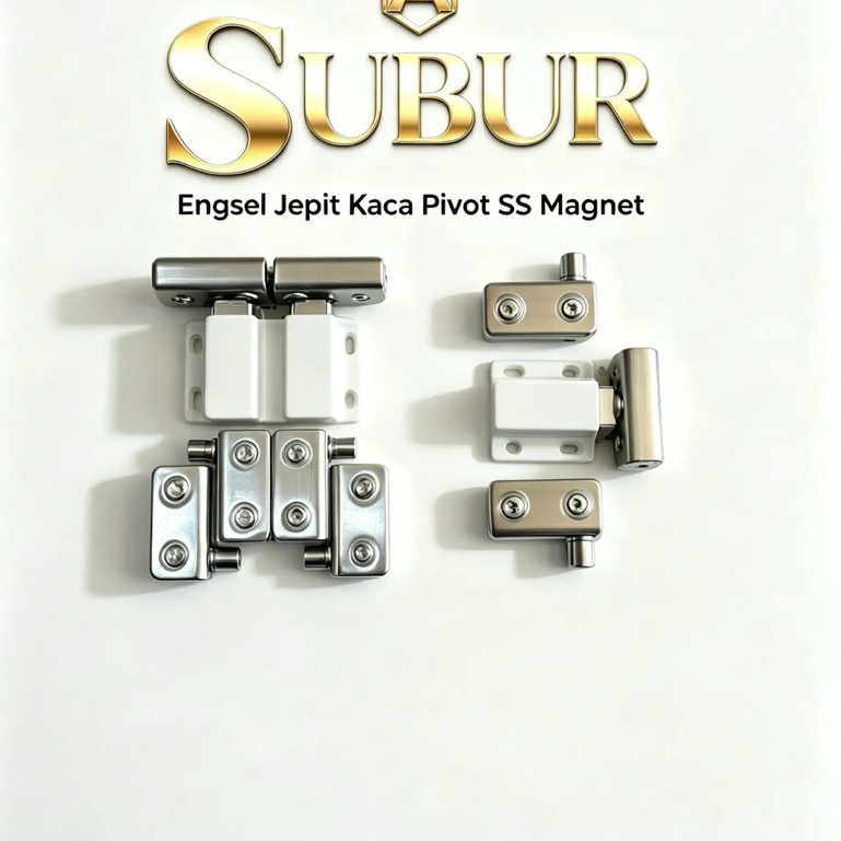 Magnet Engsel Jepit Kaca Pivot Stainless Magnet push Open Set