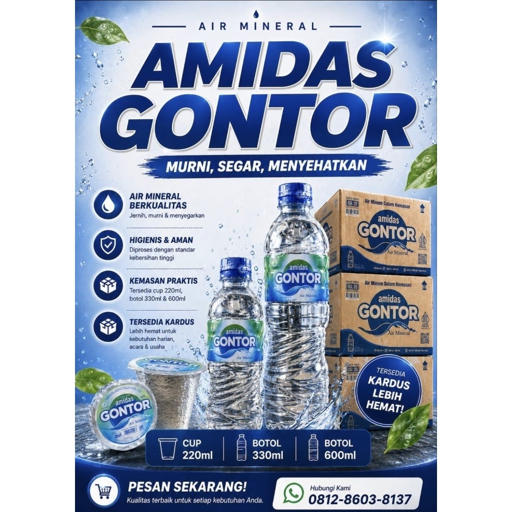 "AMIDAS GONTOR" AIR MINUM DALAM KEMASAN, 220ml, 330ml, 600ml