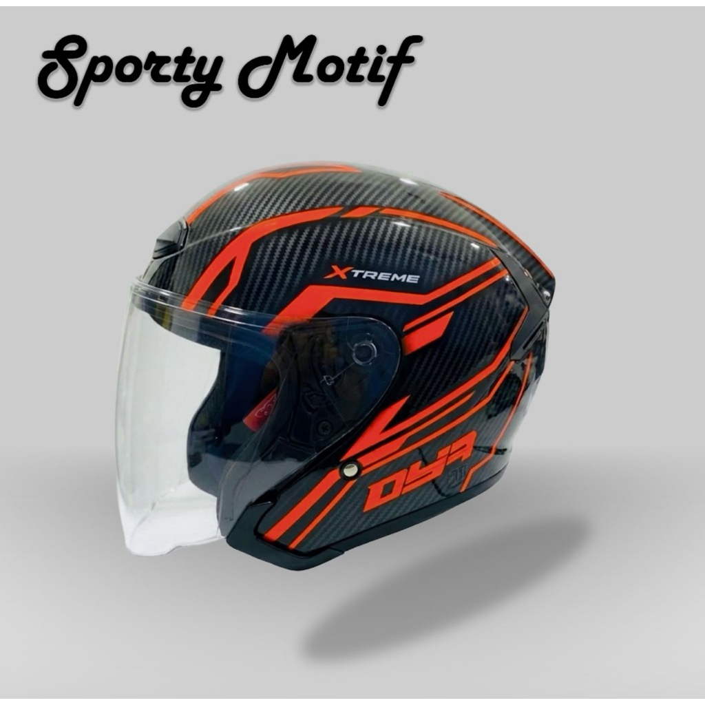 HELM Half Face DYR SPORTY EXTREAM BLACKGLOS ORANGE DAN BLACK DOFF ORANGE/ HELM HALF FACE SNI