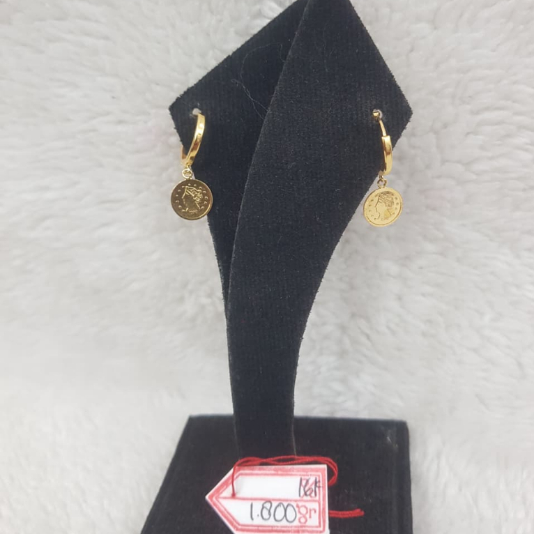 AT555N653N Anting klip model koin dinar emas kuning  1.800gr 16k