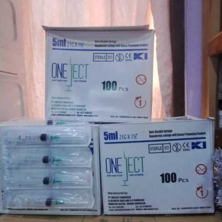 Spuit 5 ml ONEJECT / Syringe 5 CC ONEJECT / Jarum Suntik 5cc Onejeck  ( 1 Box isi 100pcs )