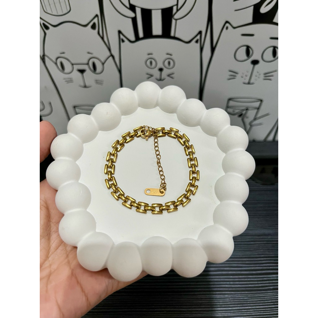 Gelang Titanium Gold Rantai Jam (Size 16-22cm)