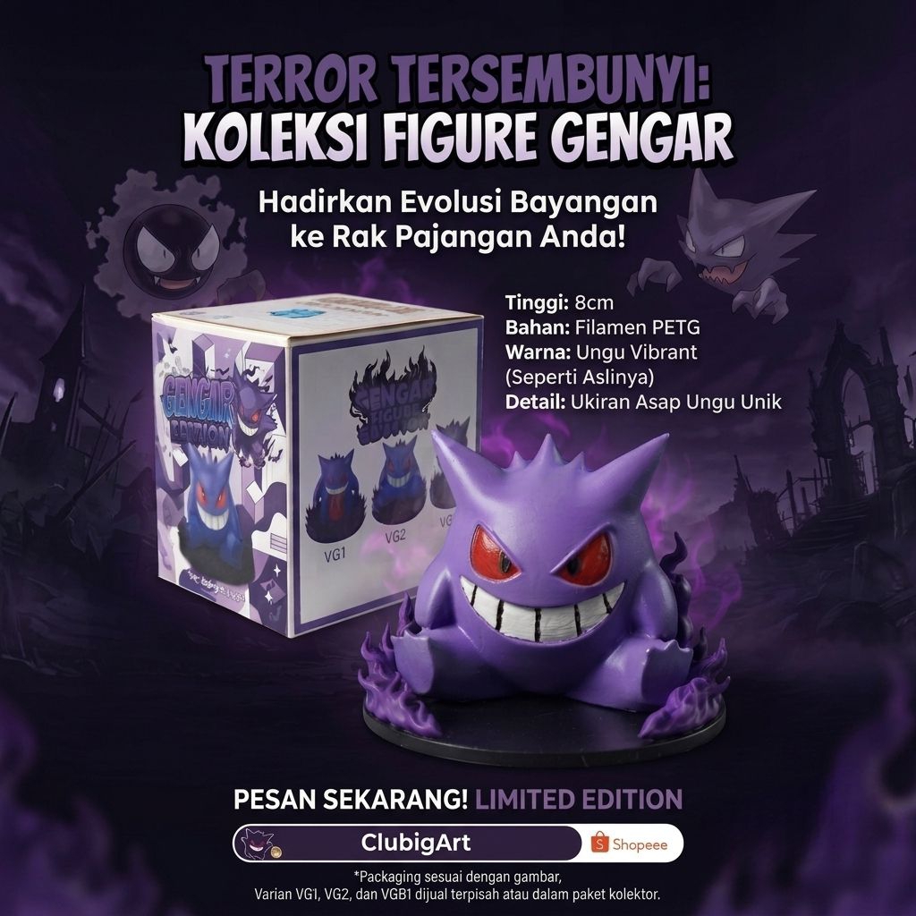Action figure paint Art edisi pokemon Gengar/ Action figure Pokemon gengar