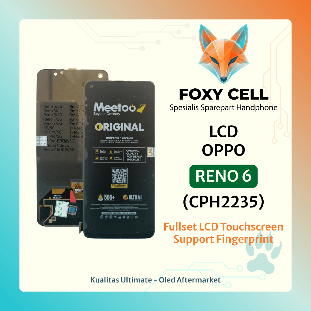 LCD TOUCHSCREEN OPPO RENO 6 OG OLED PREMIUM SUPPORT FINGERPRINT ON SCREEN