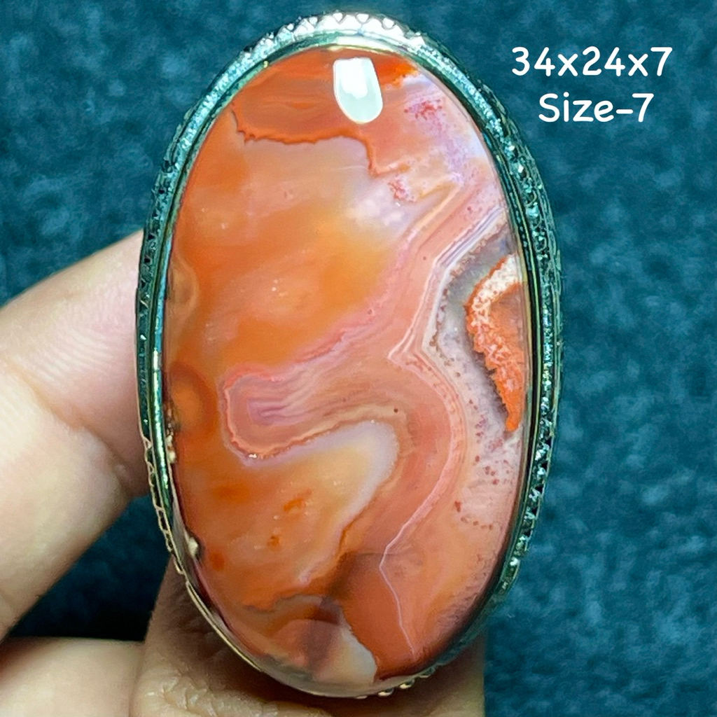 Cincin Batu Akik Natural Cempaka Angka 3 Jumbo (Asli Alam)