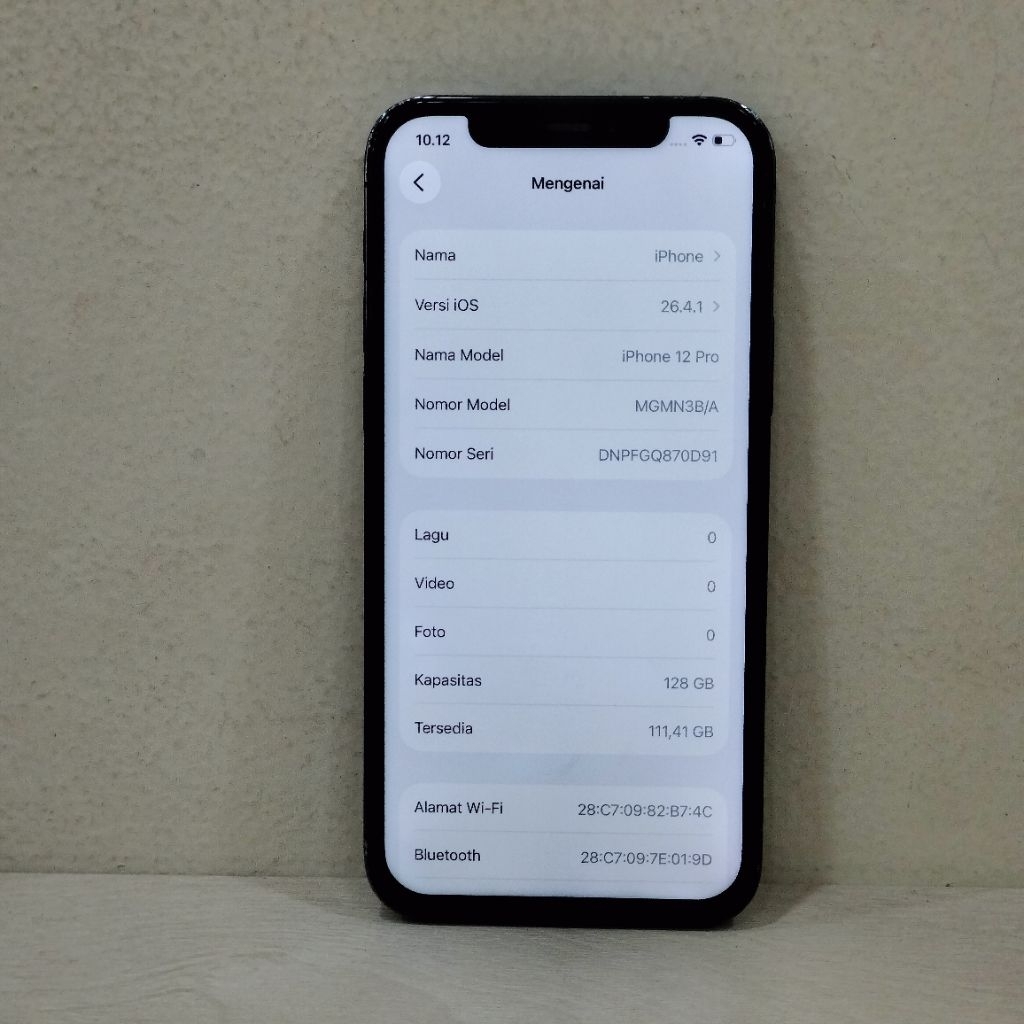 (0D91-1)IPHONE 12PRO RAM 128GB(INTER) B/A, BATANGAN NO CHARGER'"052870"