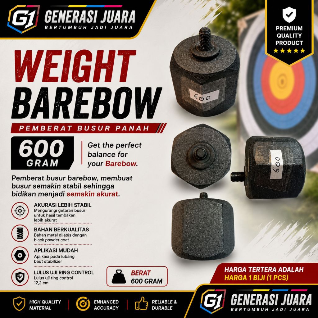 Weight Barebow 600 Gram Pemberat Busur Panah Barebow Besi Black Coating