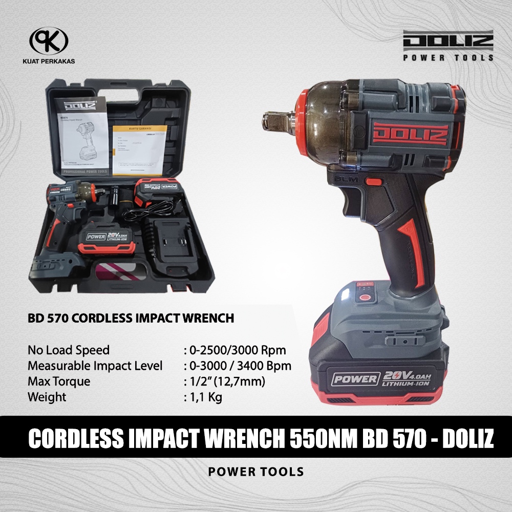 Cordless brushless impact wrench 550nm DOLIZ BD 570
