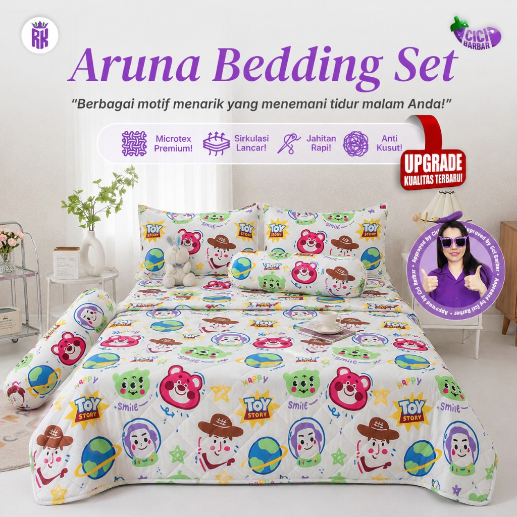 RAJA X CICIBARBAR Set Selimut Sprei Set Sarung Bantal Guling Set Seprei Selimut Sarguntal Microtex