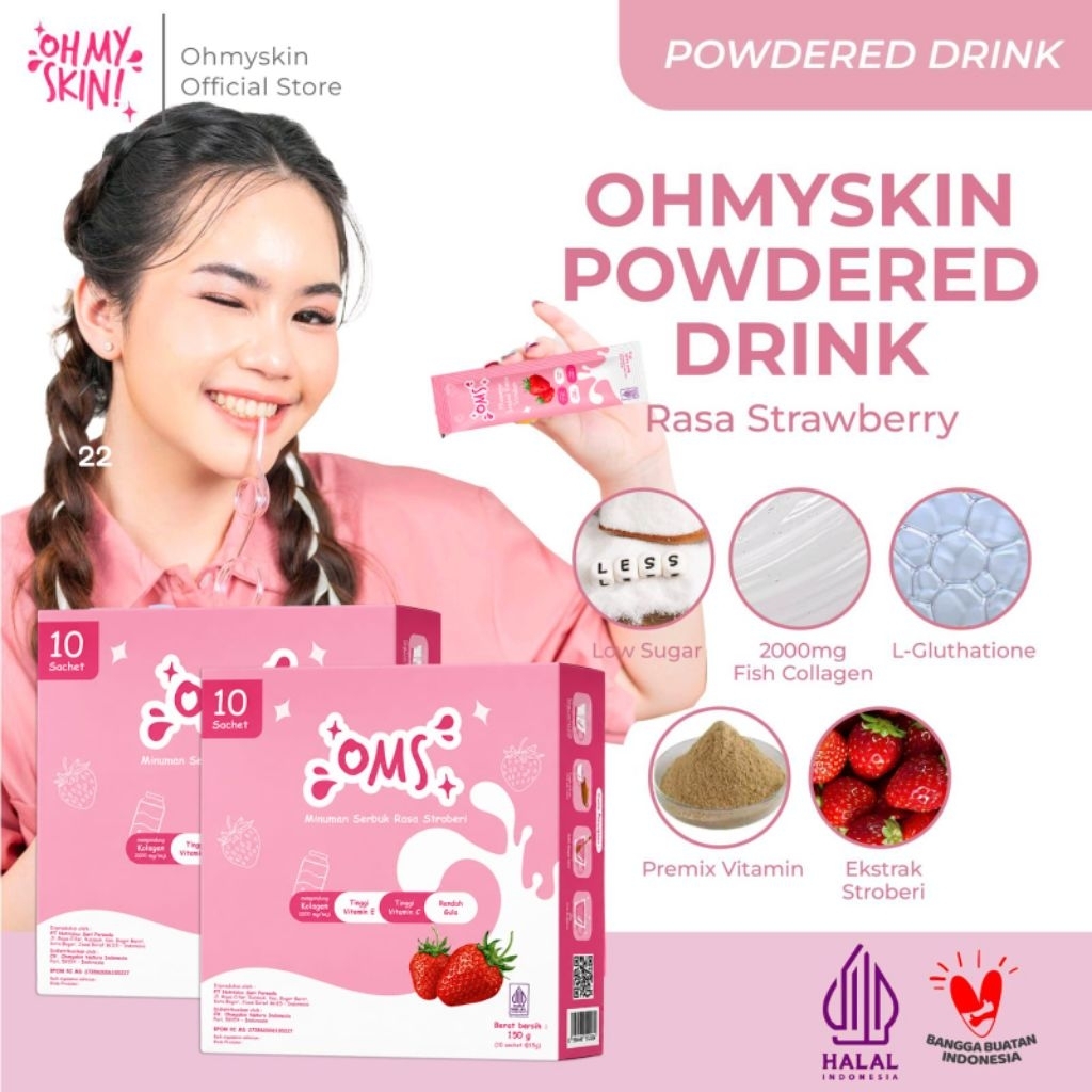 Oh My Skin Paket Kombo Hemat Collagen Drink Powdered Drink with Collagen and L-Glutathione || Minuma