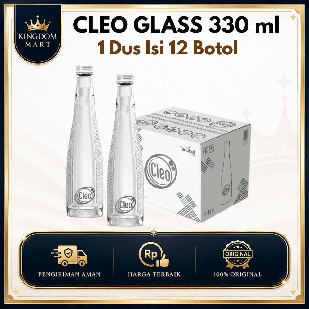 CLEO GLASS 330ml 1 Dus Isi 12 Botol | Cleo Botol Kaca 330ml