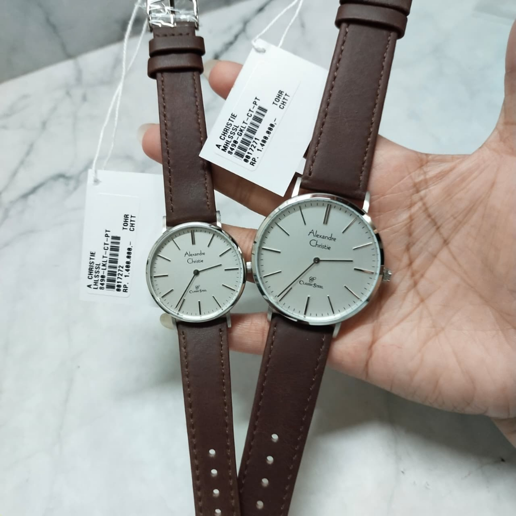 AC 8490 Kulit Jam Tangan Original Couple Alexandre Christie