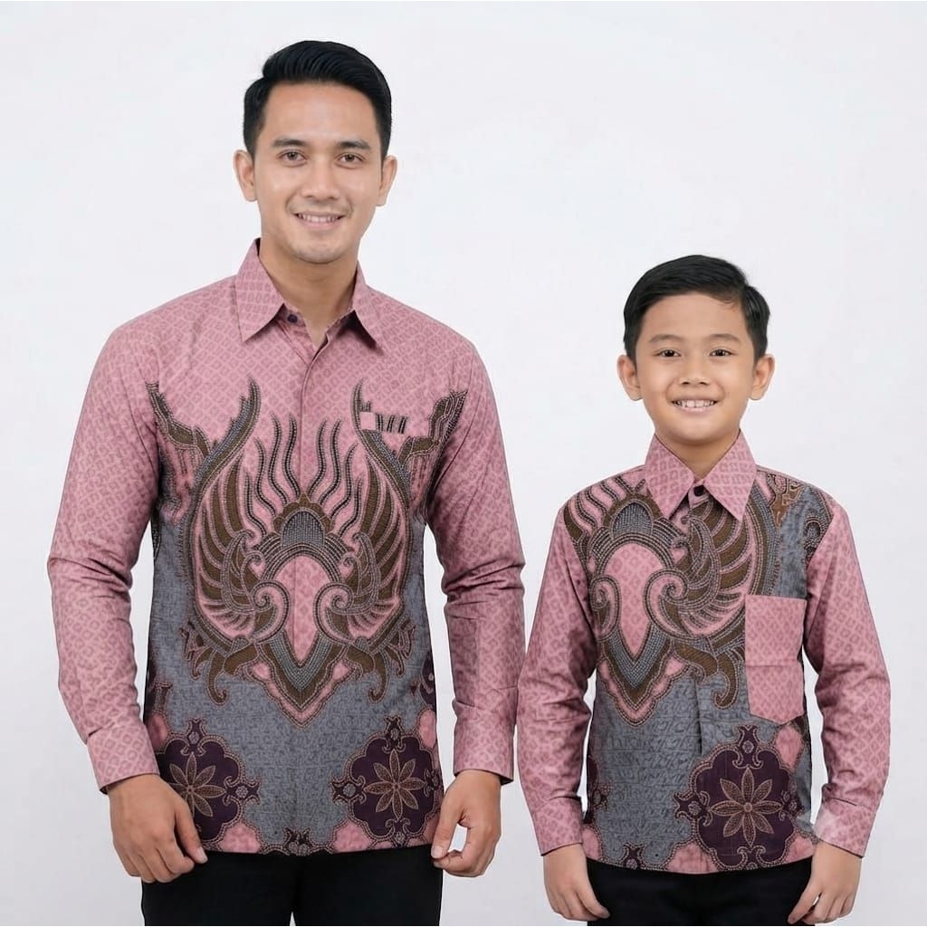 Batik Pink Kemeja Katun Solo Furing Couplean Bapak dan Anak