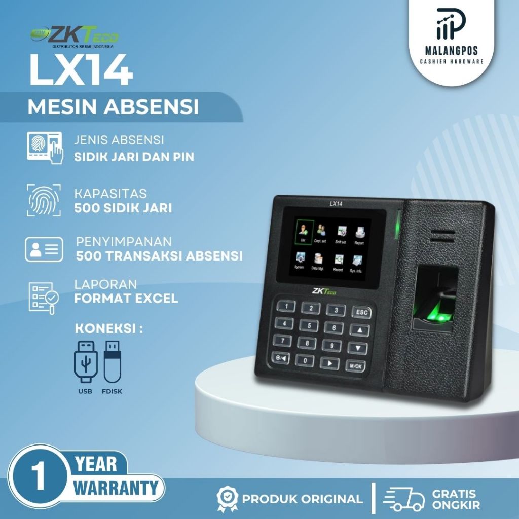 ZKTeco LX14 Fingerprint Mesin Absensi Time Attendance Absen Perusahaan Pabrik Kantor LX 14 LX-14