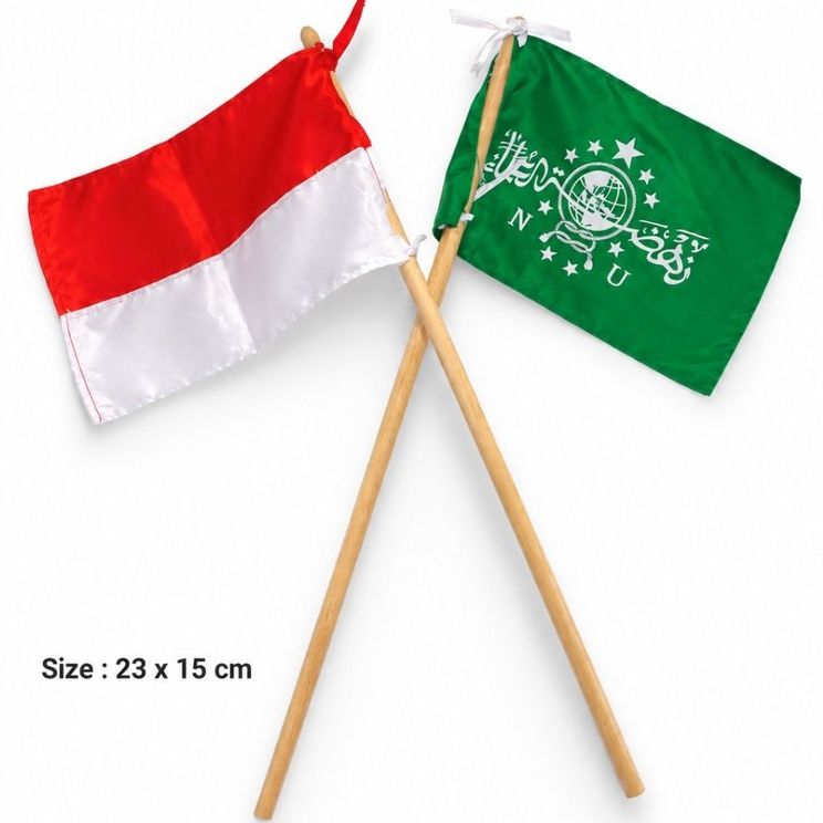 Bendera Merah Putih & Bendera NU Mini Ukuran 23 x 15 cm| Bendera Tangan HUT RI, Pengajian, Kirab, Pa