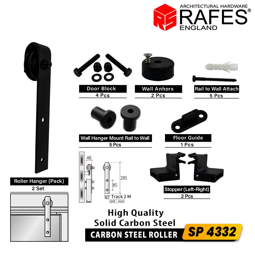 Rel Pintu Sliding 2 Meter RAFES England / High Quality Carbon Steel