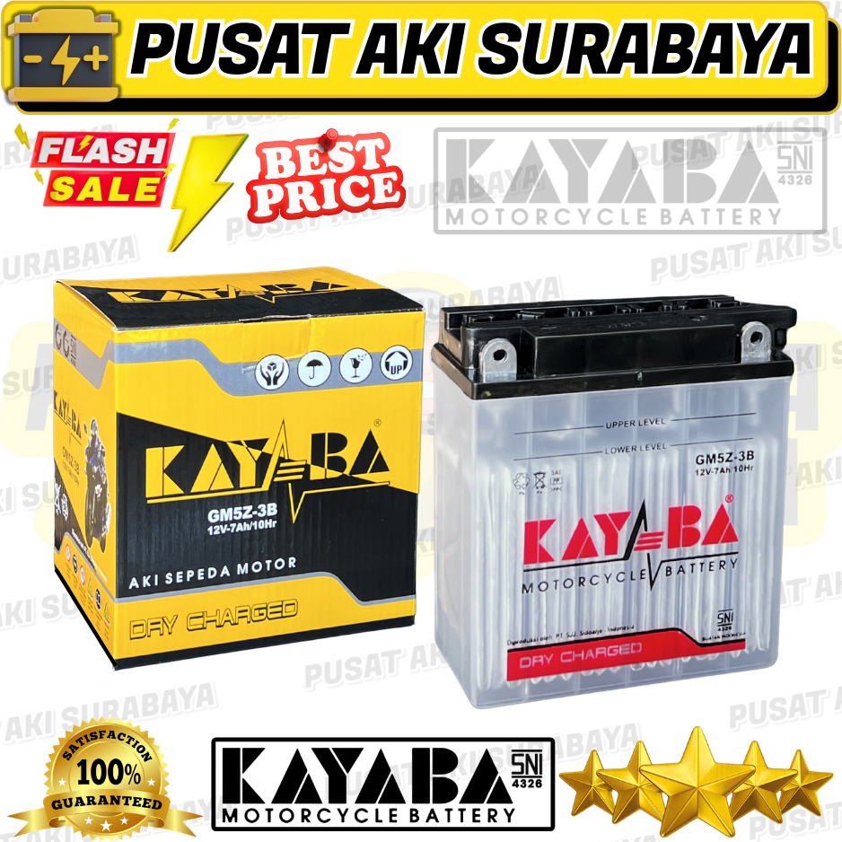 AKI TERMURAH KAYABA GM5Z-3B DRY CHARGED MOTOR SHOGUN SATRIA TORNADO SMASH BRAVO TITAN MTX5AL YB5LB Y